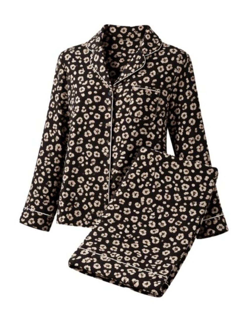 Kate Spade New York Black White/Pink Leopard Print Matching Pajama Set Sz S
